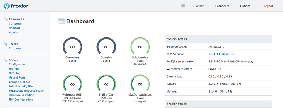 new Froxlor with new server & old data